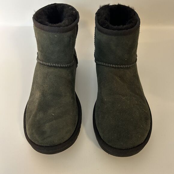 UGG Womens Classic Mini II Winter Boots Shearling Fur Booties Size 8 Black - Picture 4 of 14